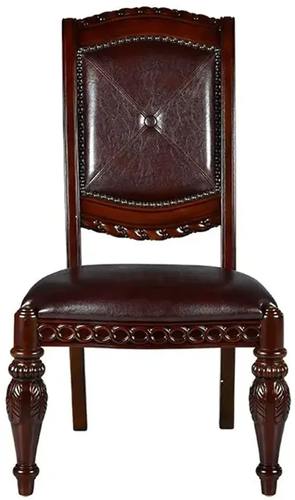 Steve Silver Antoinette Upholstered Dining Side Chair In Warm Brown Cherry