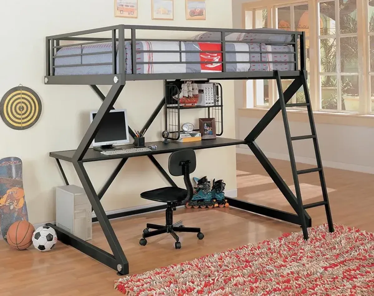 Coaster Parkview Full Workstation Loft Bed Black