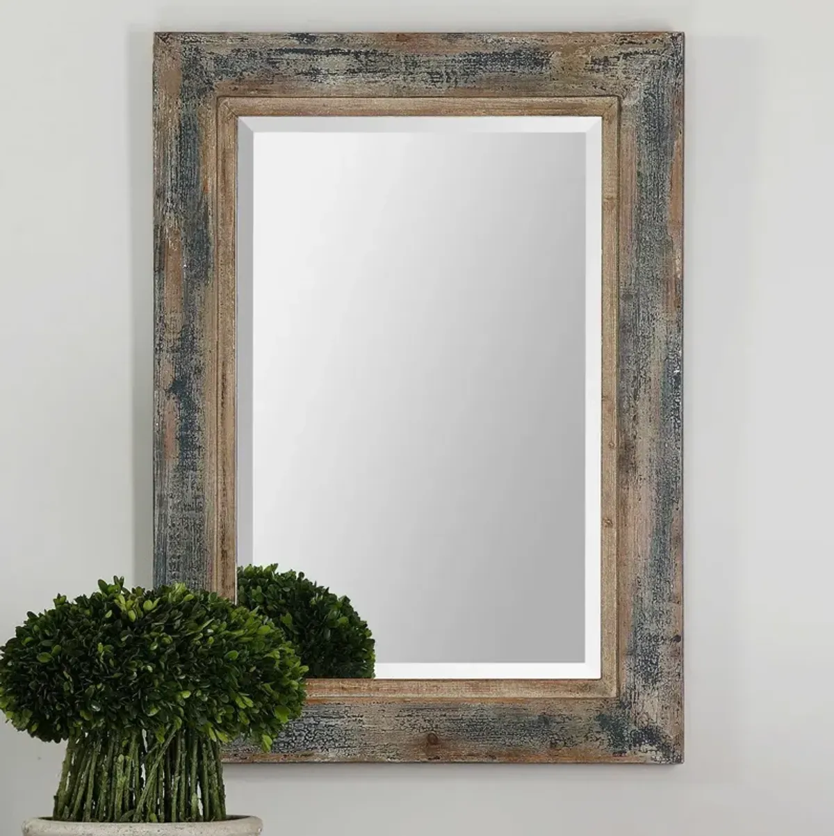 Uttermost Bozeman Distressed Blue Mirror