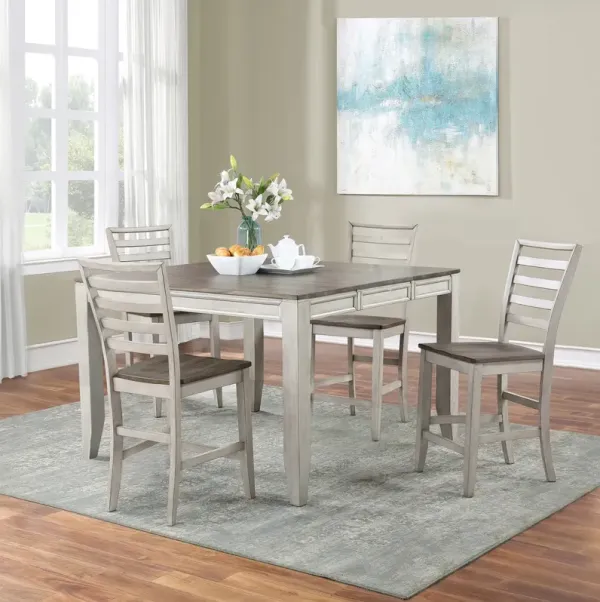 Steve Silver Abacus 5-Piece Two-Tone Smoky Alabaster & Putty Finish Table & 4 Side Chairs Set