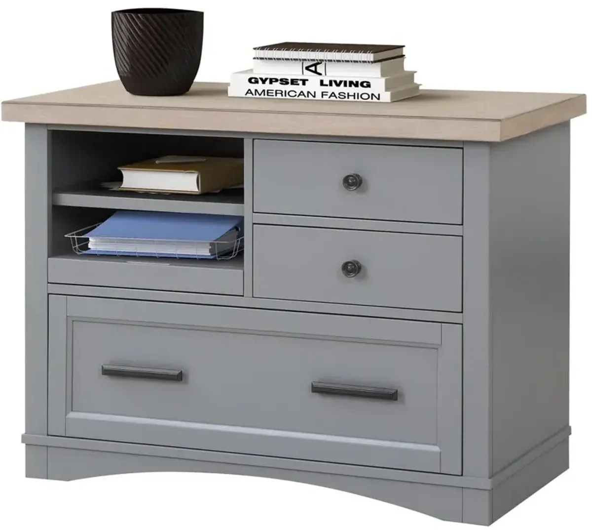 Parker House Americana Modern Collection Functional File with Power Center in Dove Color