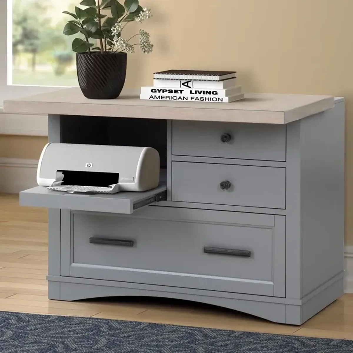 Parker House Americana Modern Collection Functional File with Power Center in Dove Color