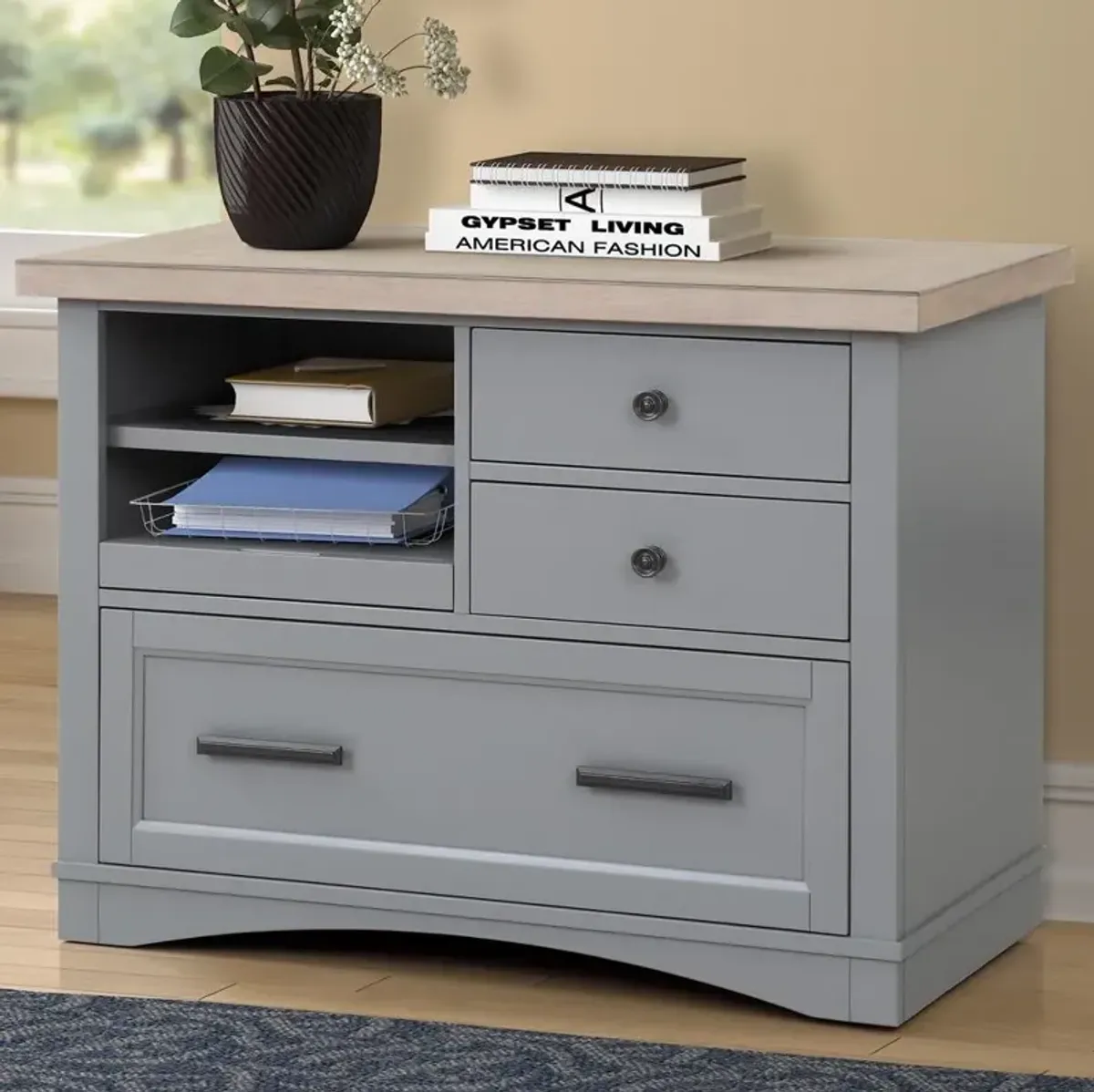 Parker House Americana Modern Collection Functional File with Power Center in Dove Color