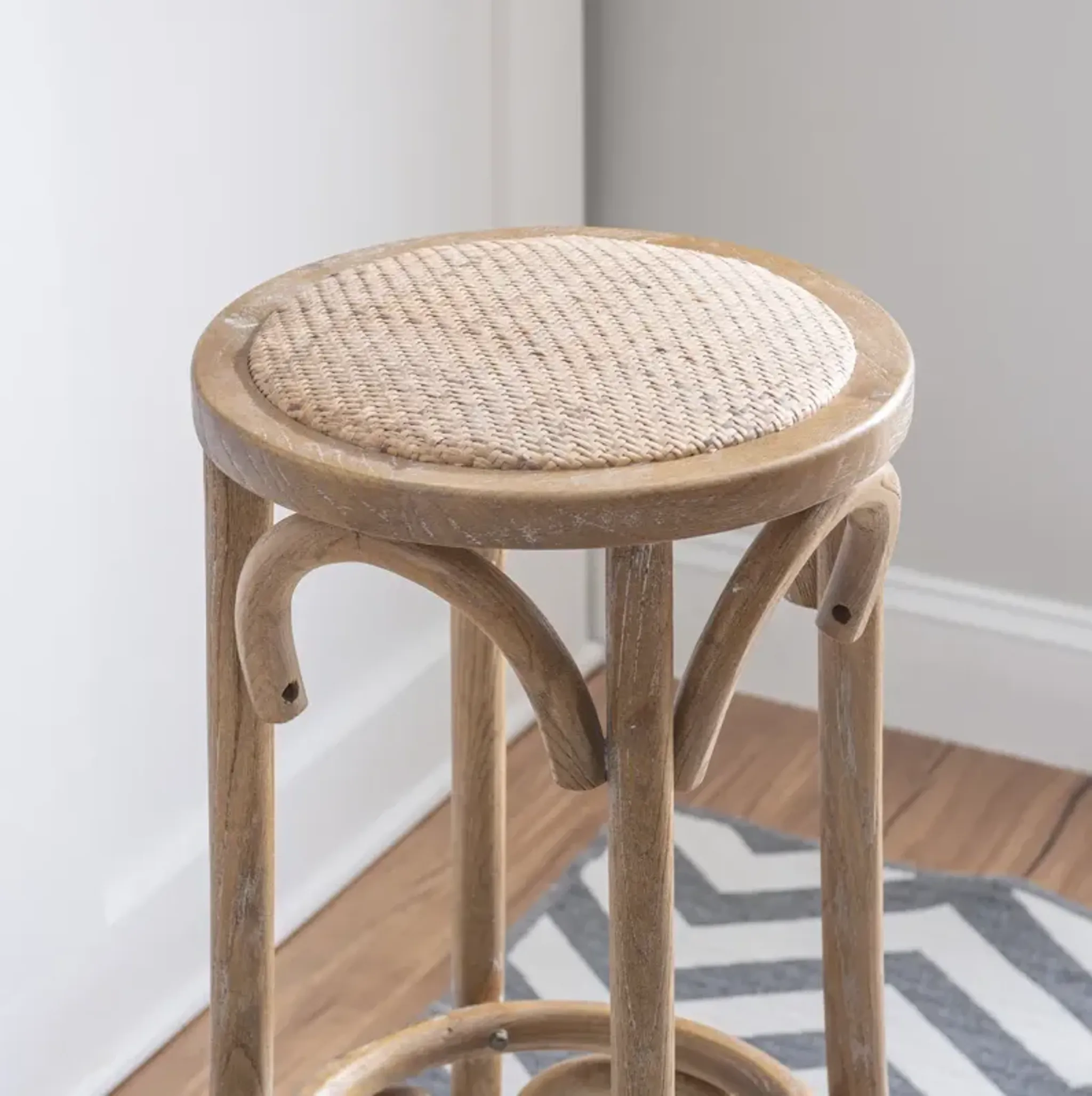 Linon Rae Rattan Seat Backless Bar Stool | Furniture.com
