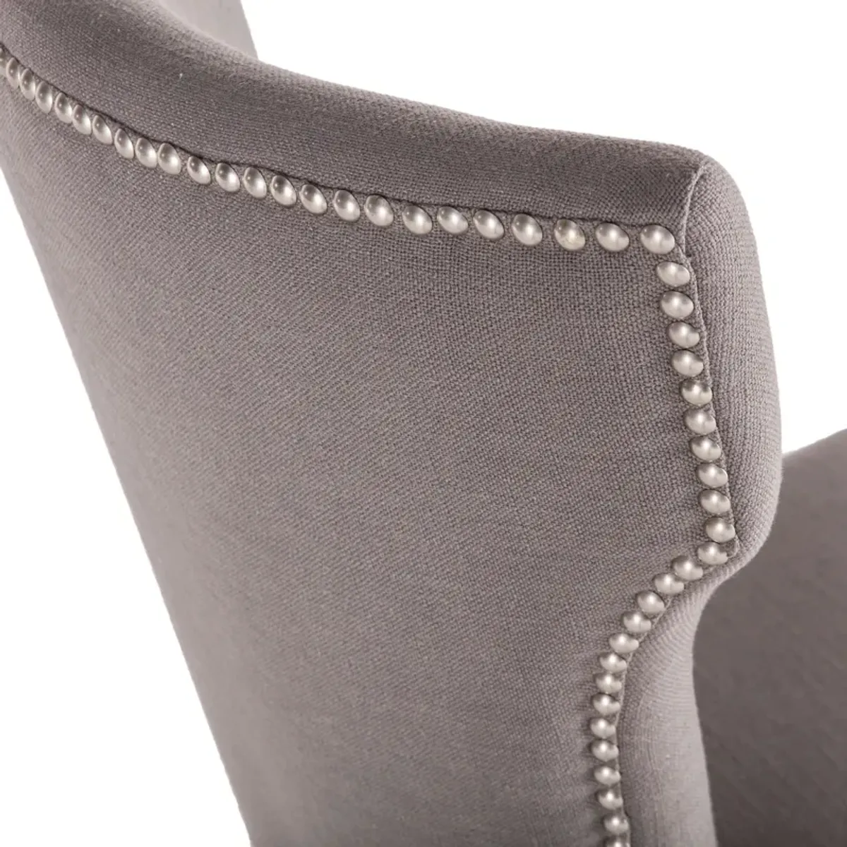 Home Trends Design Gray Upholstered Dining Chair with Silver Nailhead Accents with Tapered Legs