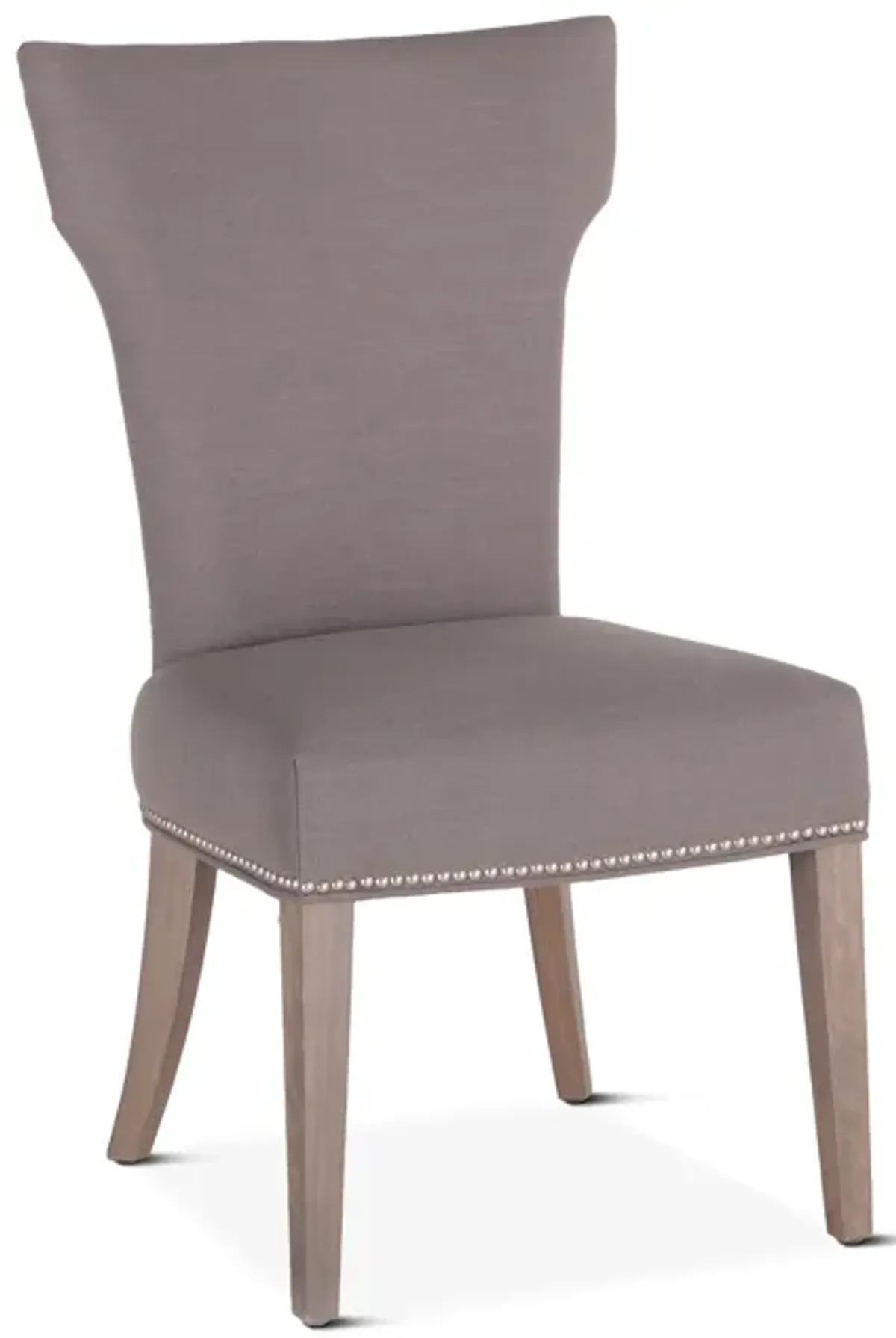 Home Trends Design Gray Upholstered Dining Chair with Silver Nailhead Accents with Tapered Legs