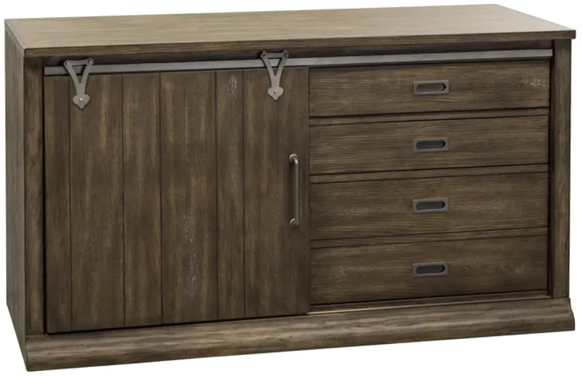 Liberty Furniture Stone Brook Rustic Saddle Executive Computer Credenza