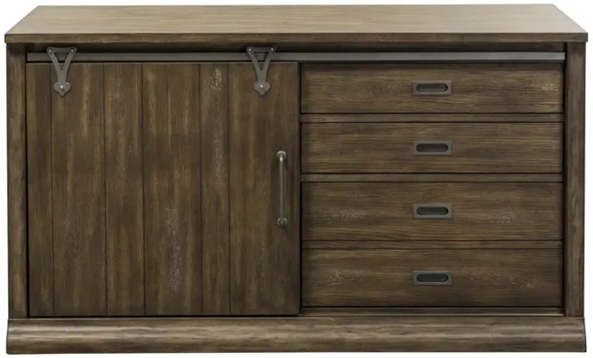 Liberty Furniture Stone Brook Rustic Saddle Executive Computer Credenza