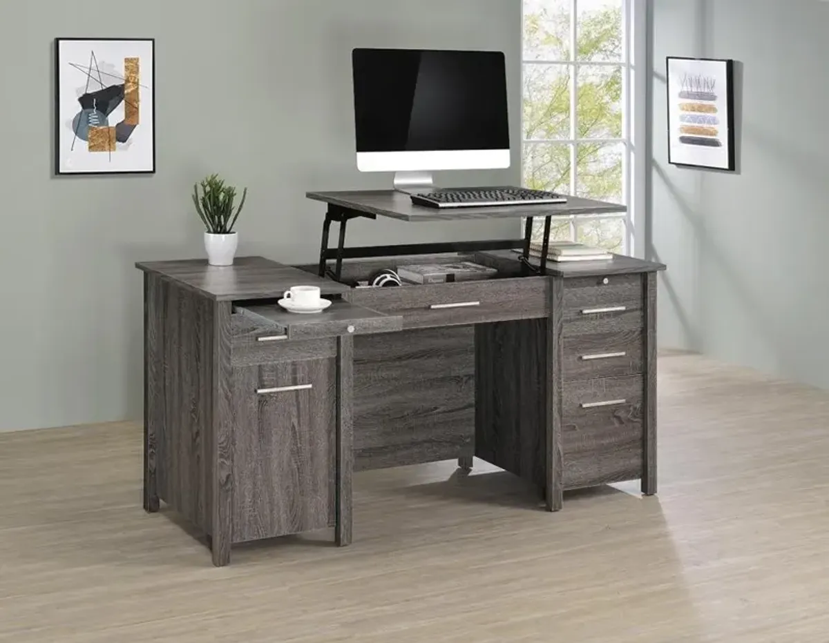 Coaster Dylan 60 Inch 4-Drawer Lift-Top Office Desk Weathered Grey