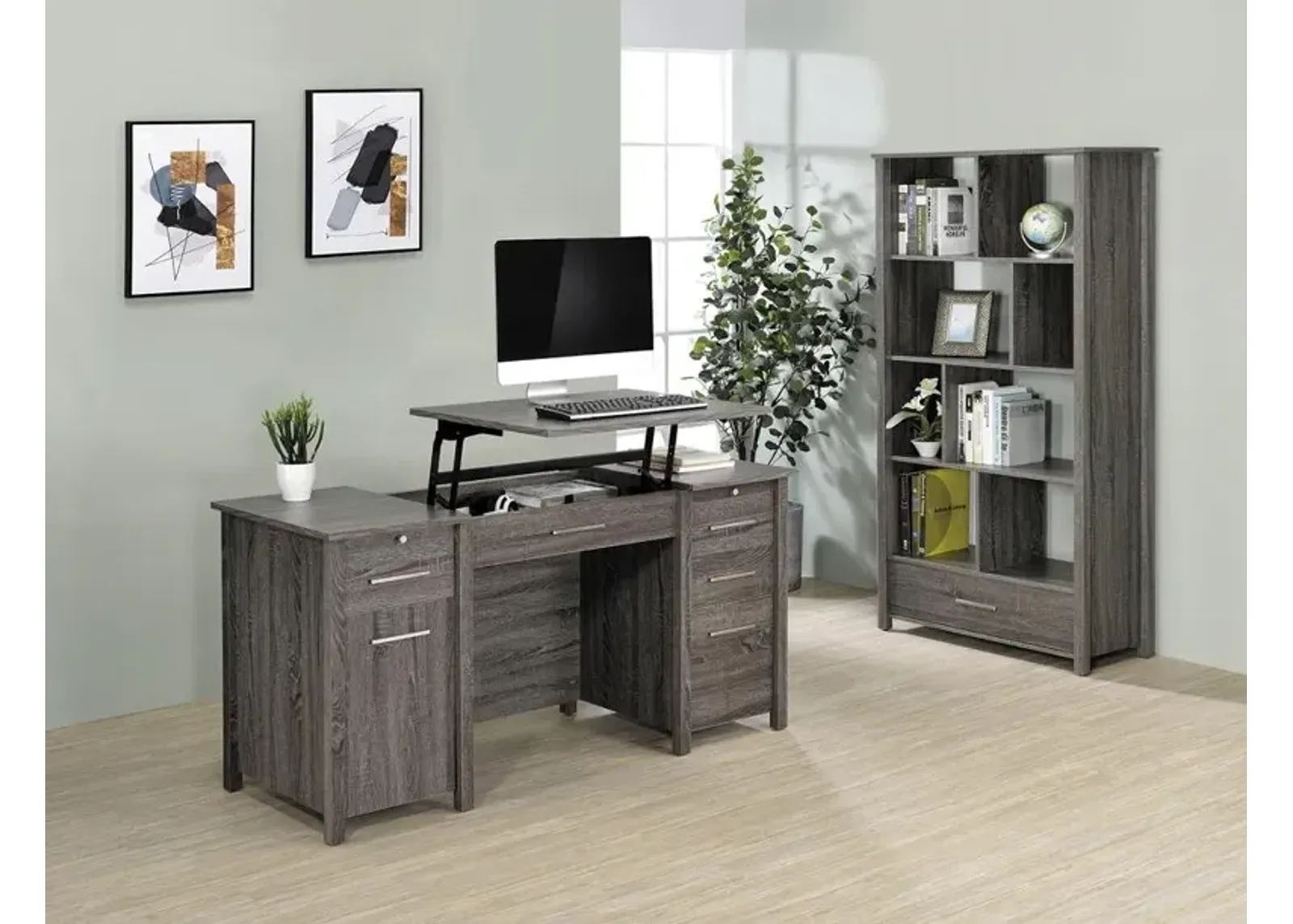 Coaster Dylan 60 Inch 4-Drawer Lift-Top Office Desk Weathered Grey