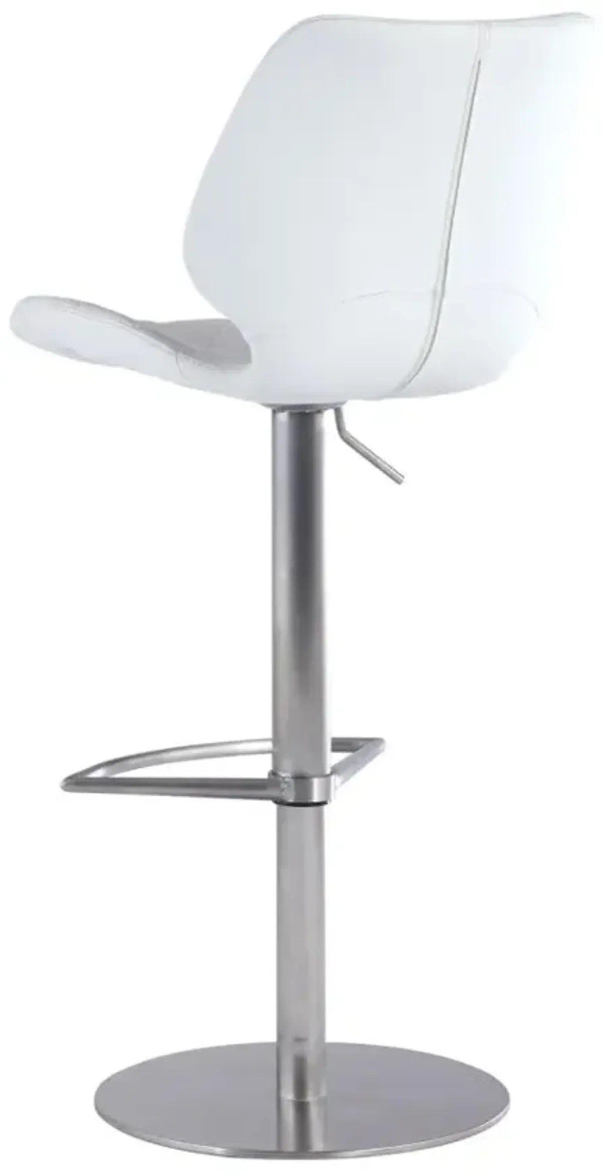 Chintaly White Modern Pneumatic-Adjustable Stool with Diamond Stitching