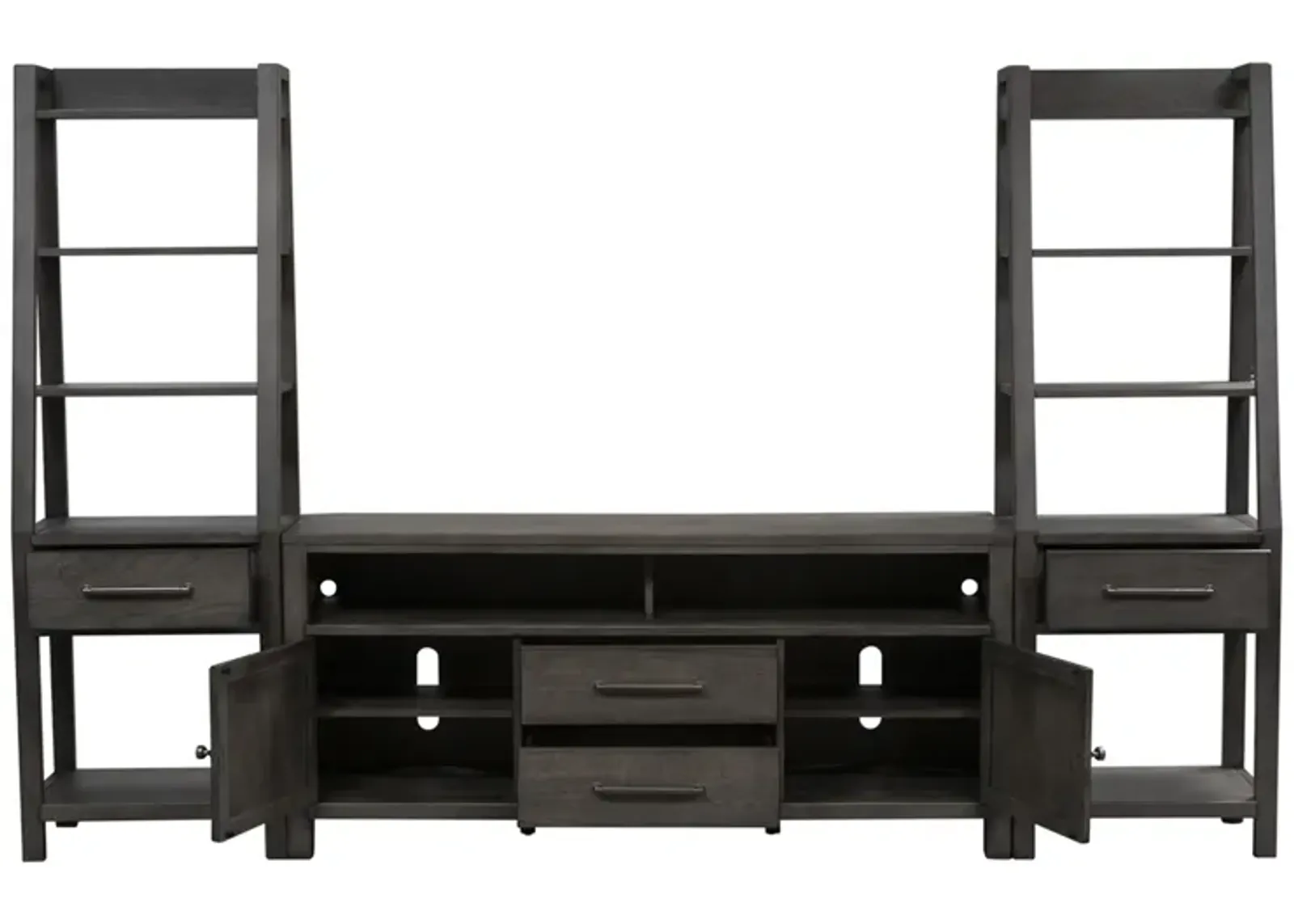 Liberty Furniture Modern Farmhouse Dusty Charcoal Entertainment Center with Piers