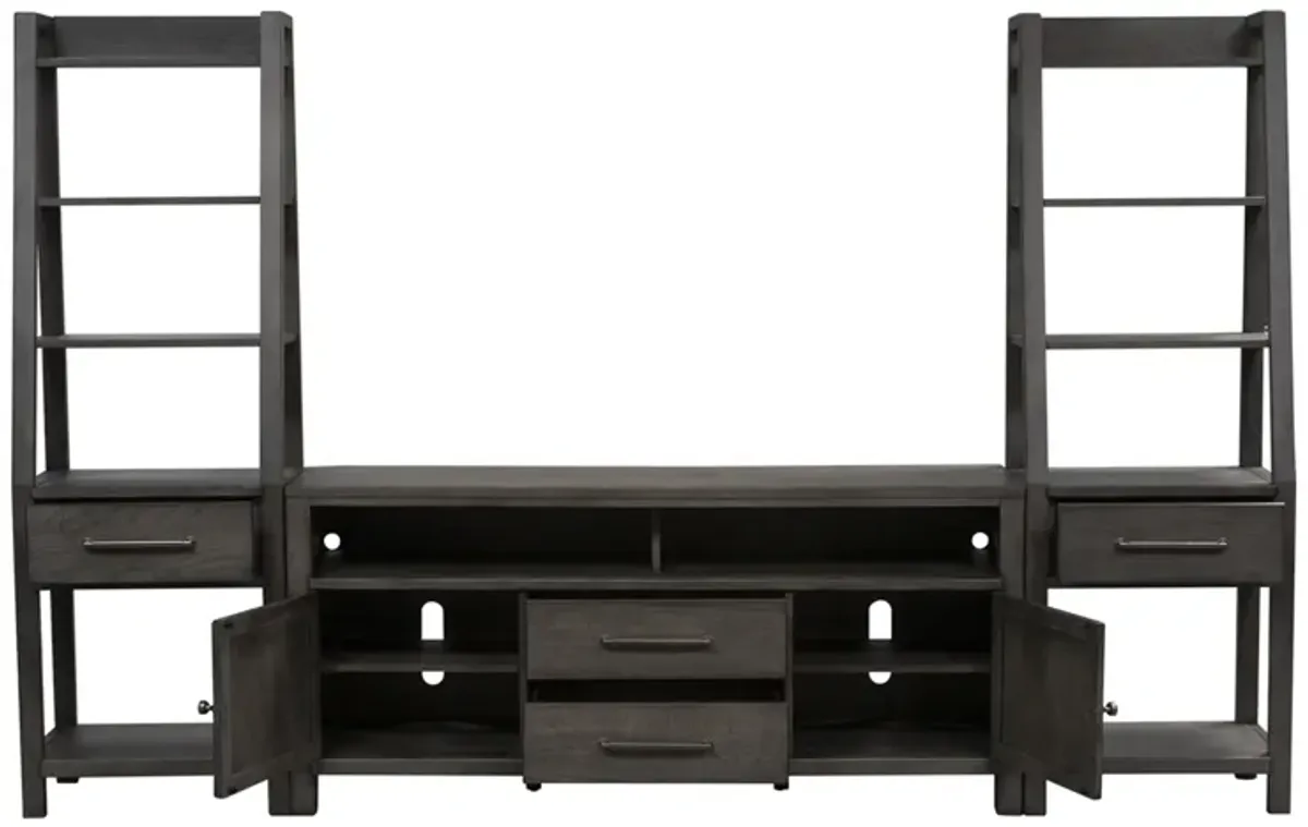 Liberty Furniture Modern Farmhouse Dusty Charcoal Entertainment Center with Piers