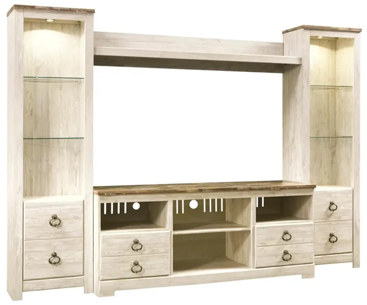 Ashley Willowton 4-Piece Entertainment Center Whitewash