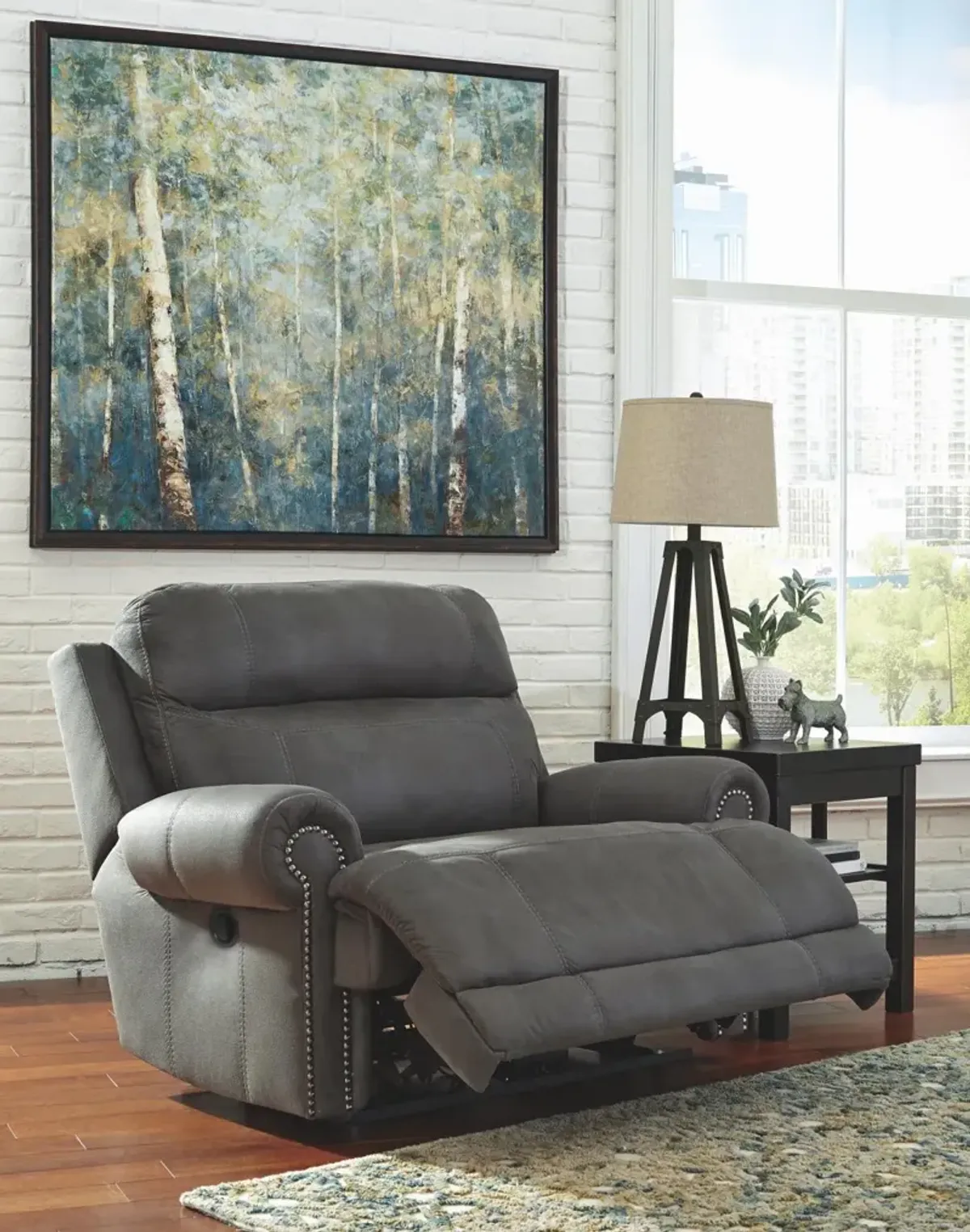 Ashley Austere Gray Zero Wall Oversized Recliner