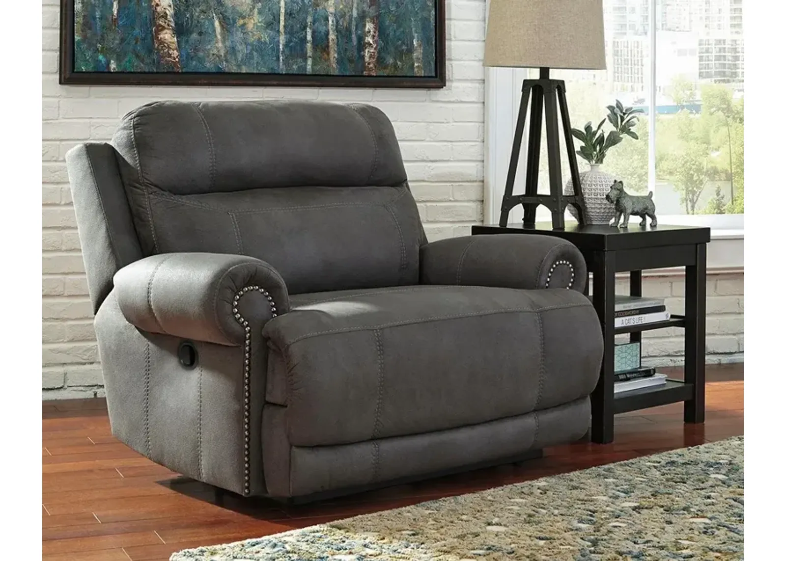 Ashley Austere Gray Zero Wall Oversized Recliner