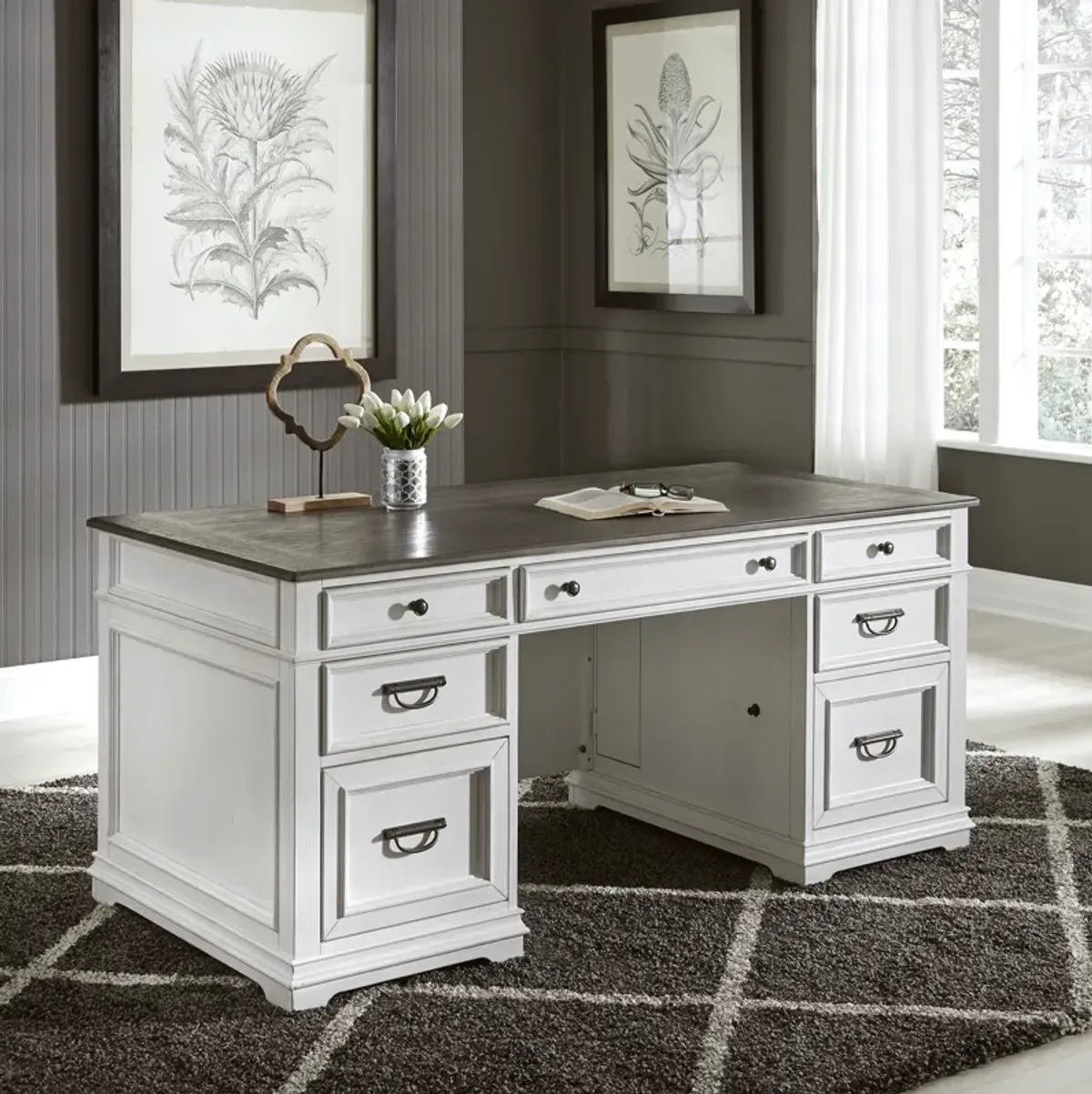 Liberty Furniture Wire-Brushed White Allyson Park Desk