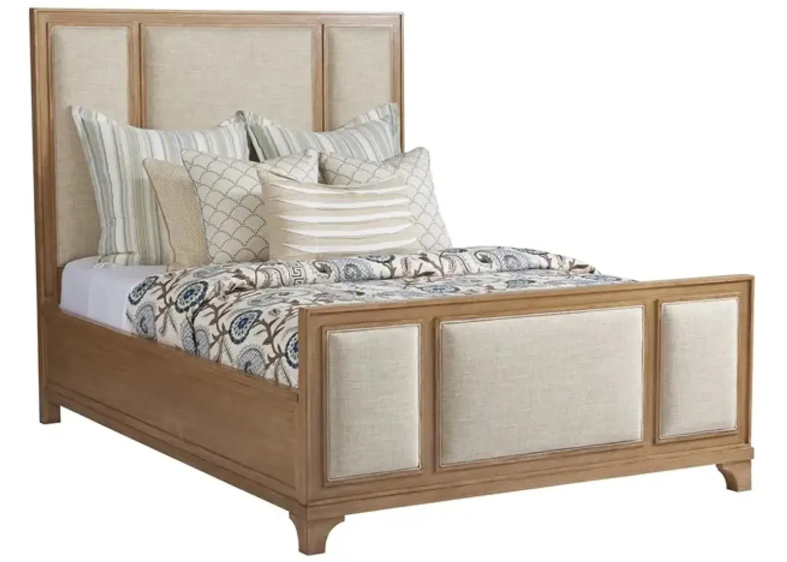 Barclay Butera by Lexington Newport Crystal Cove Wood Upholstered Panel Queen Bed in Brown/Ivory