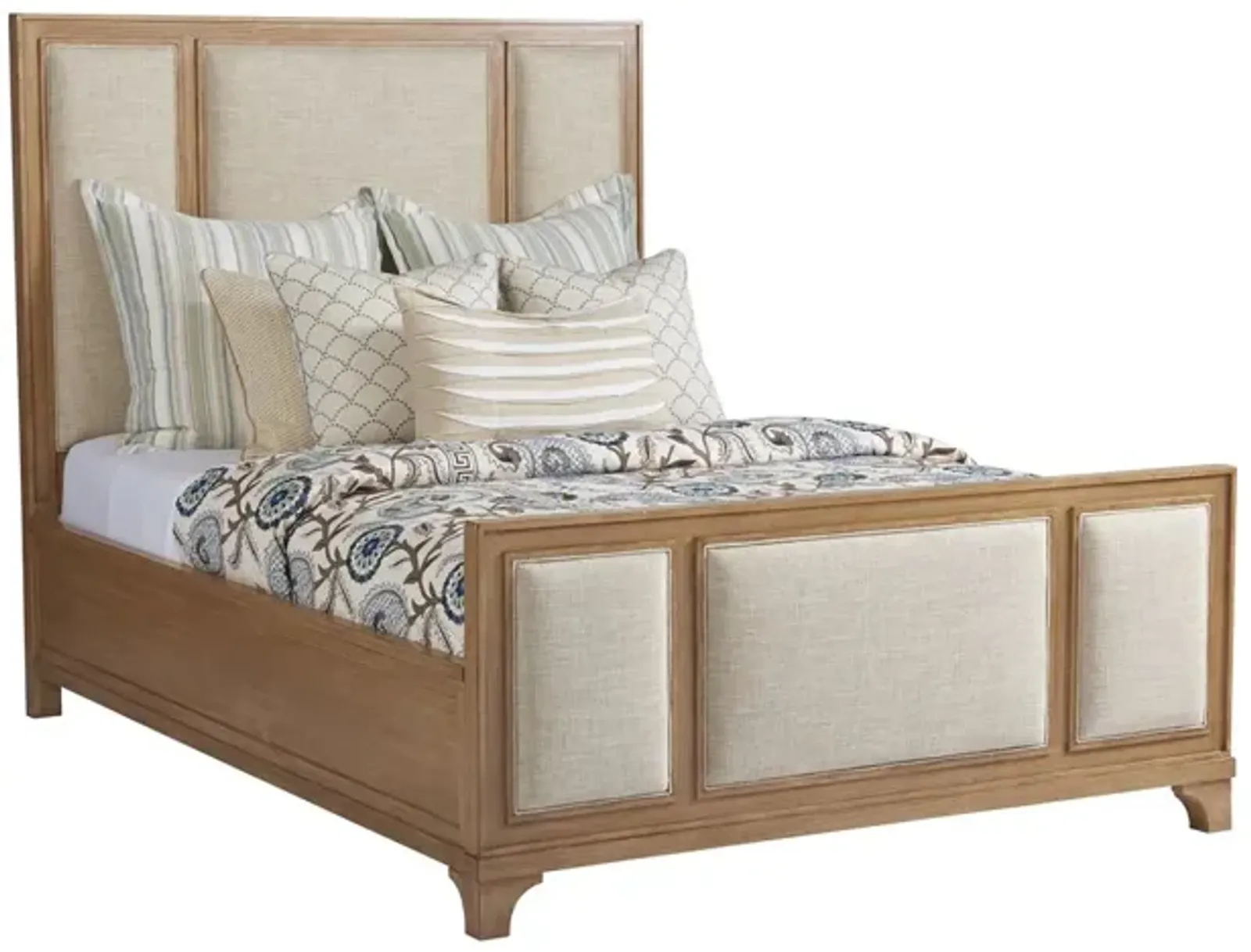 Barclay Butera by Lexington Newport Crystal Cove Wood Upholstered Panel Queen Bed in Brown/Ivory