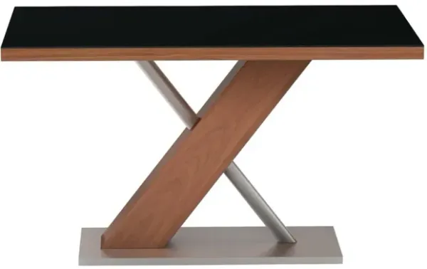 Chintaly Emma Modern Wooden Black Glass Top Dining Table