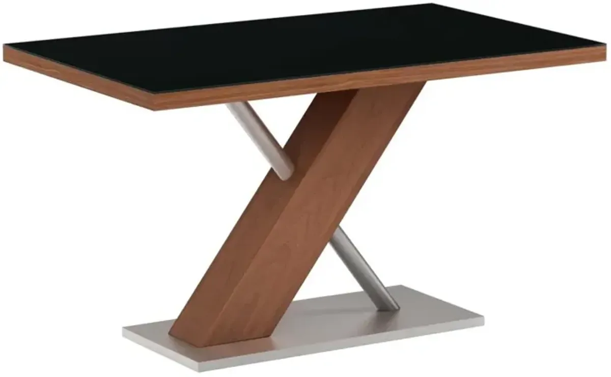 Chintaly Emma Modern Wooden Black Glass Top Dining Table