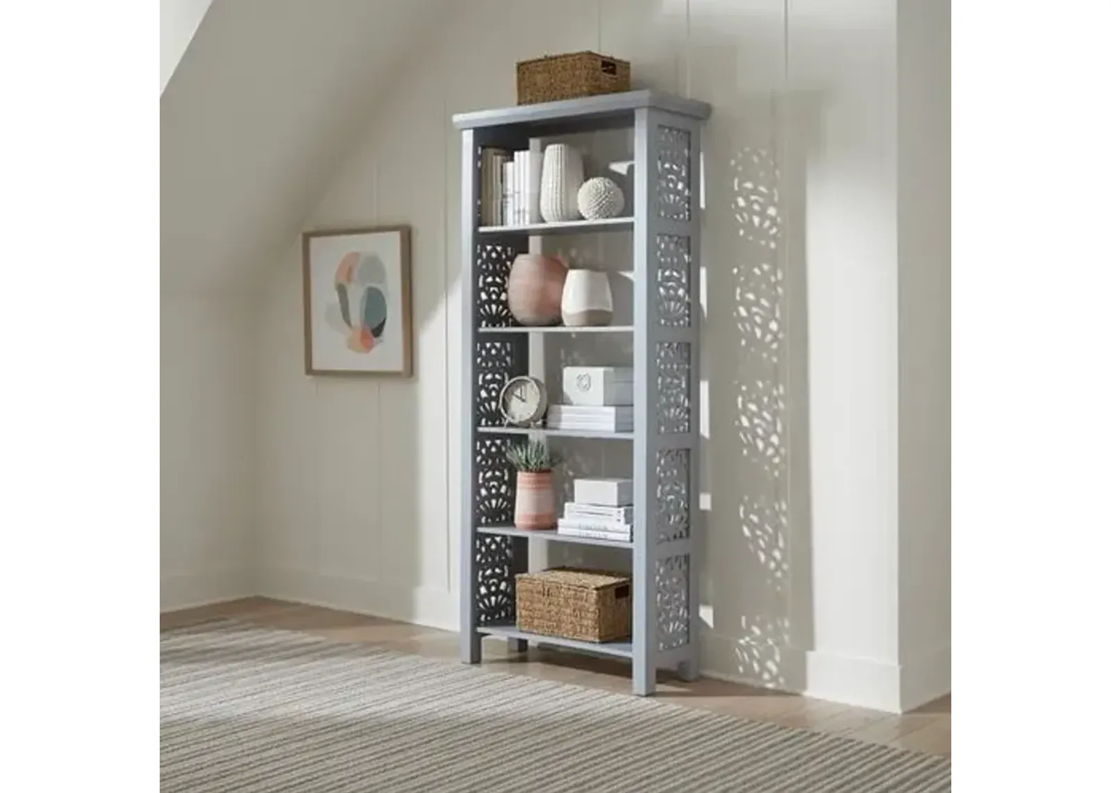 Liberty Furniture Trellis Lane Weathered Grey Accent Bookcase