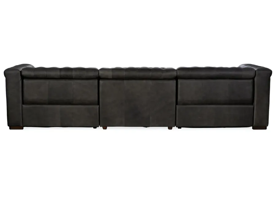 SAVION GRANDIER LEATHER SOFA WITH POWER RECLINE POWER HEADREST