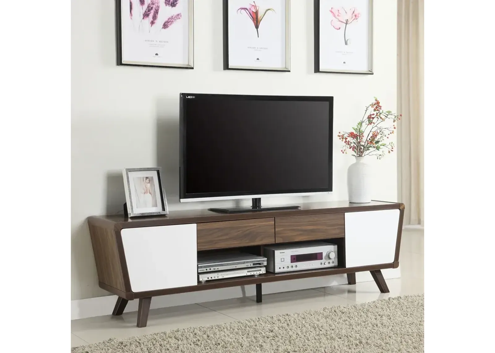 Coaster Alvin 2-Door Engineered Wood 74 Inch TV Stand Dark Walnut