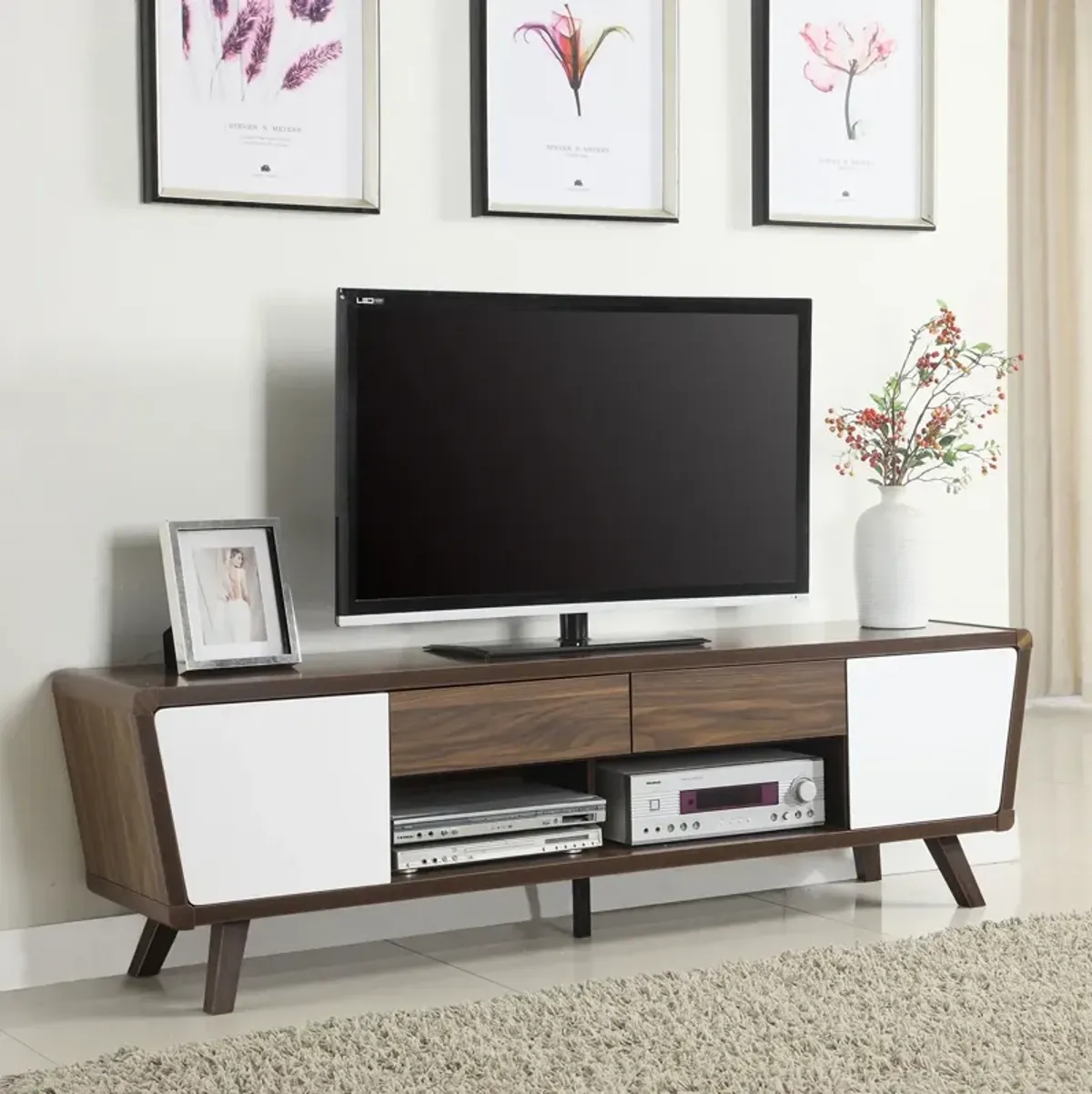 Coaster Alvin 2-Door Engineered Wood 74 Inch TV Stand Dark Walnut