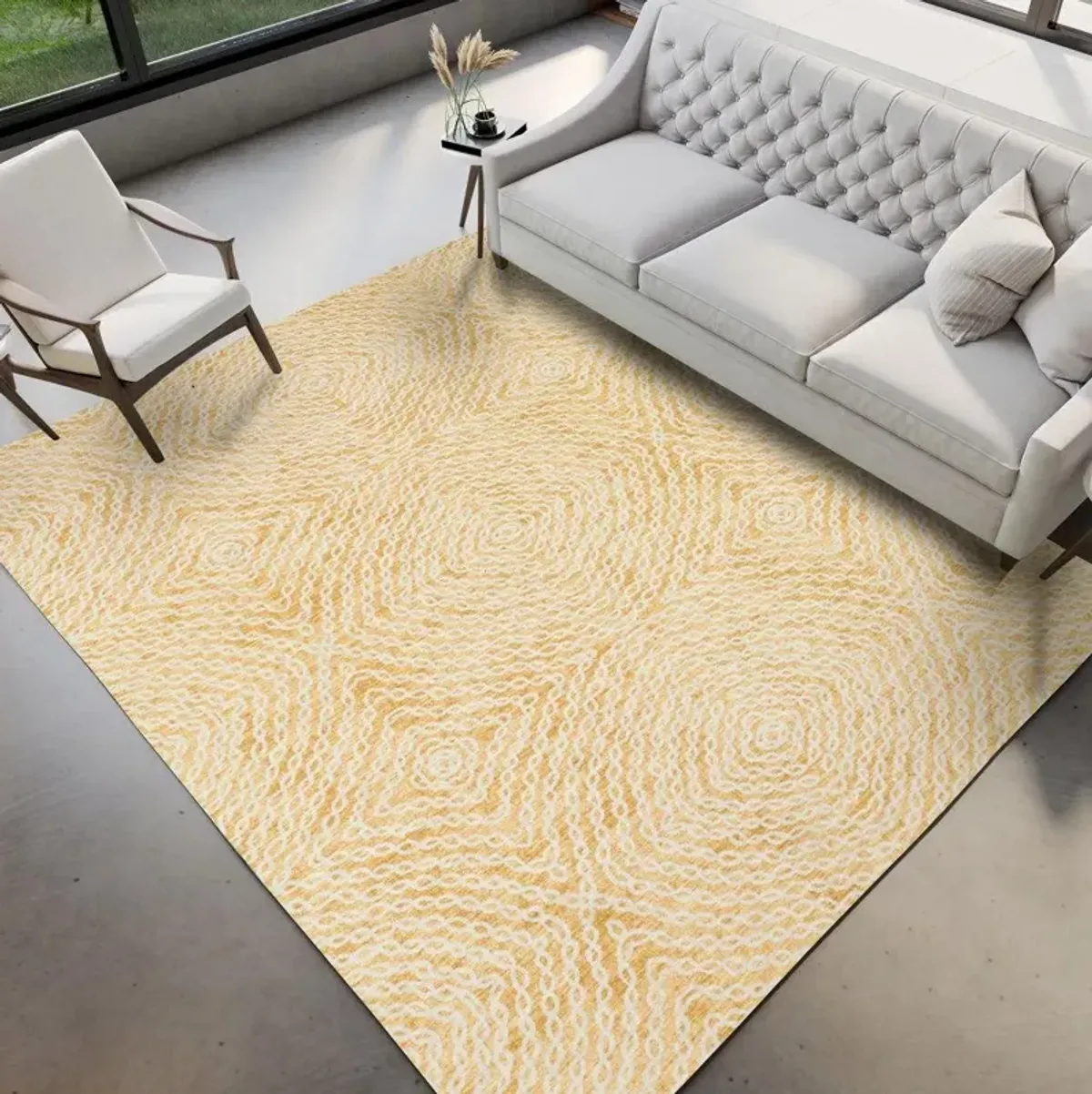 Dalyn Sandy Ripple Diamond Patterned Brisbane Gold 5'X8' Area Rug