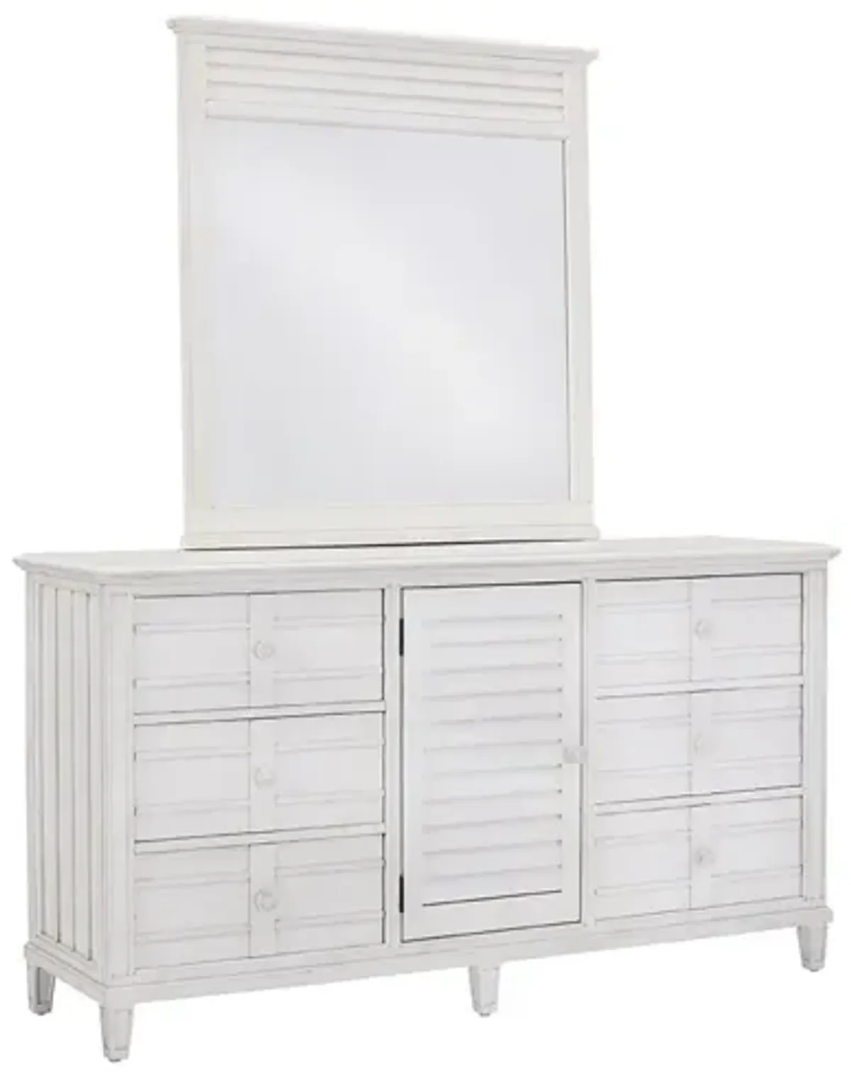 Palmetto Home Cane Bay White 6-Drawer 1-Door Dresser