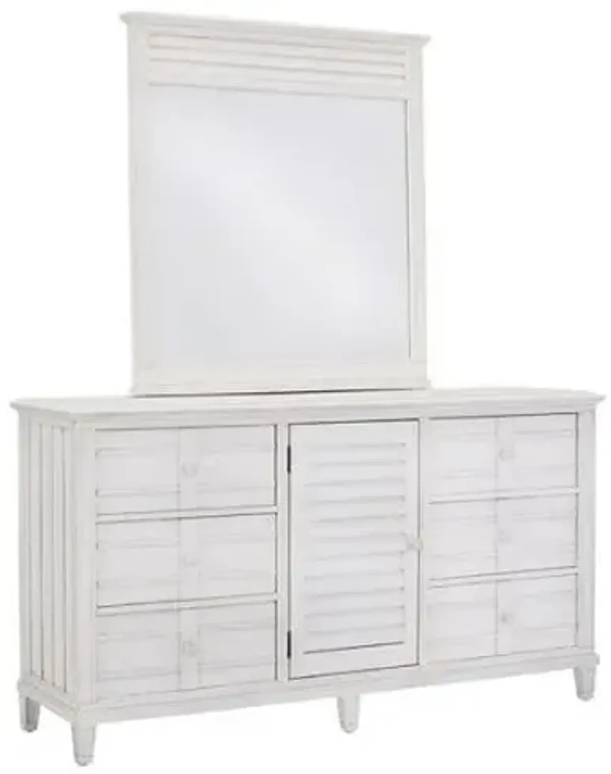 Palmetto Home Cane Bay White 6-Drawer 1-Door Dresser