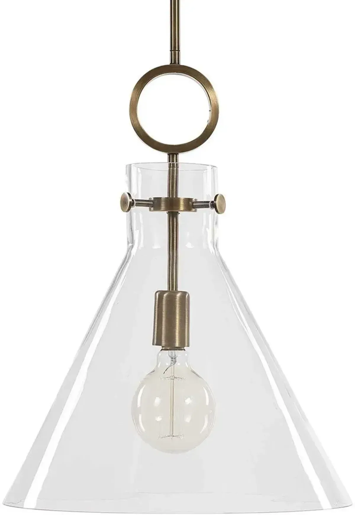 Uttermost Imbuto Aged Brass Funnel Glass 1-Light Pendant