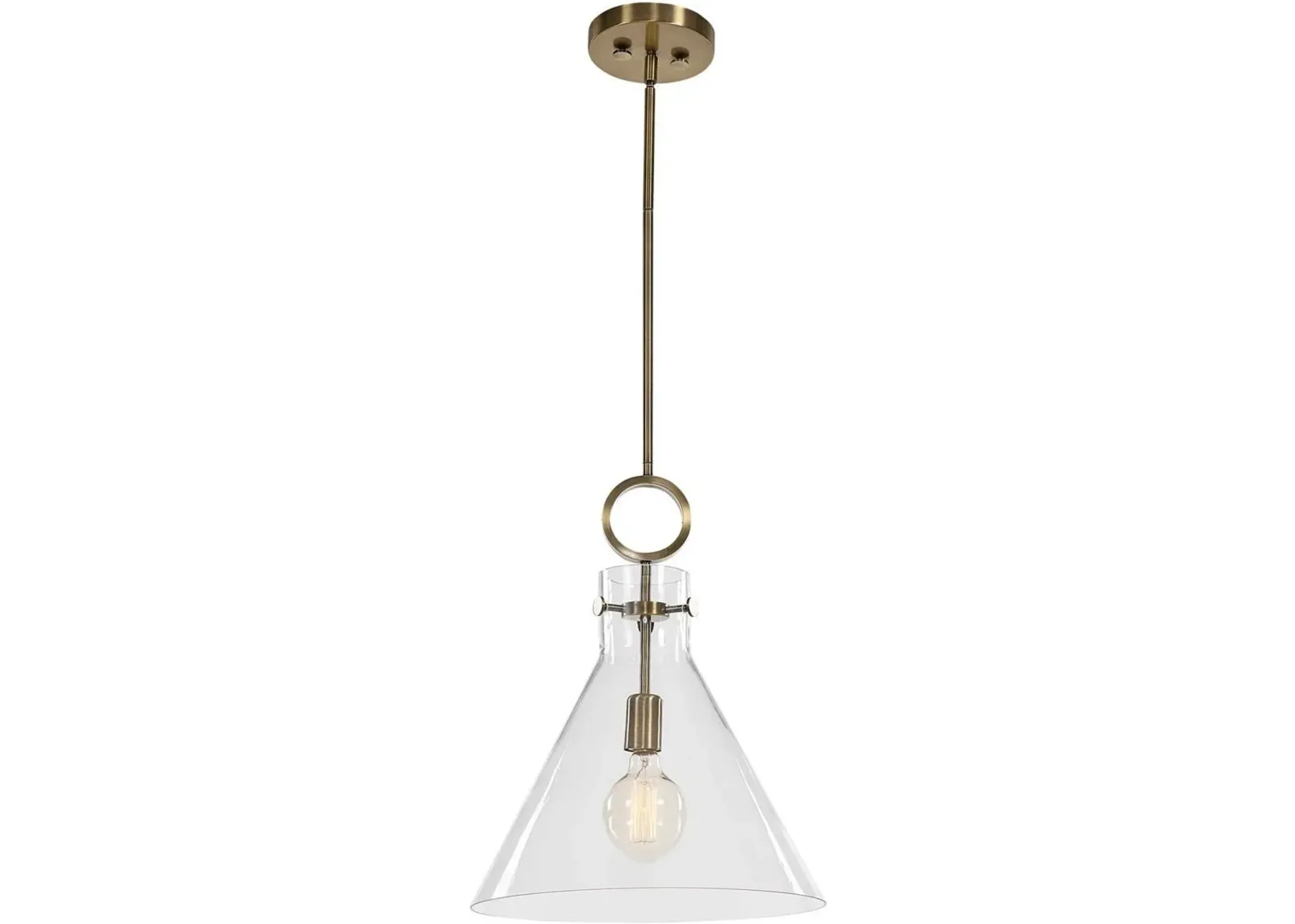 Uttermost Imbuto Aged Brass Funnel Glass 1-Light Pendant