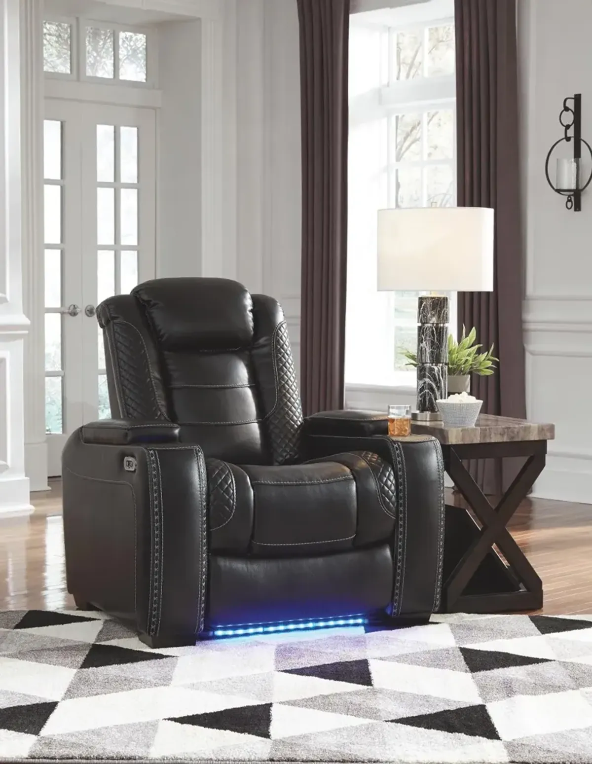 Ashley Party Time Midnight Powder Adjustable Headrest Recliner