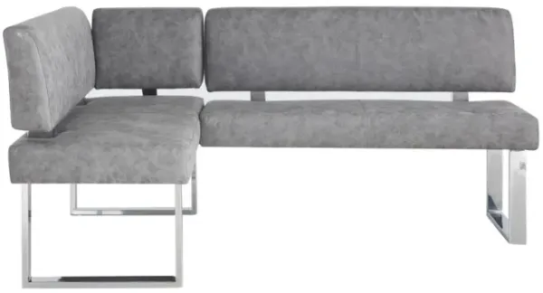 Chintaly Genevieve Grey Modern Gray Reversible Upholstered Dining Nook Bench