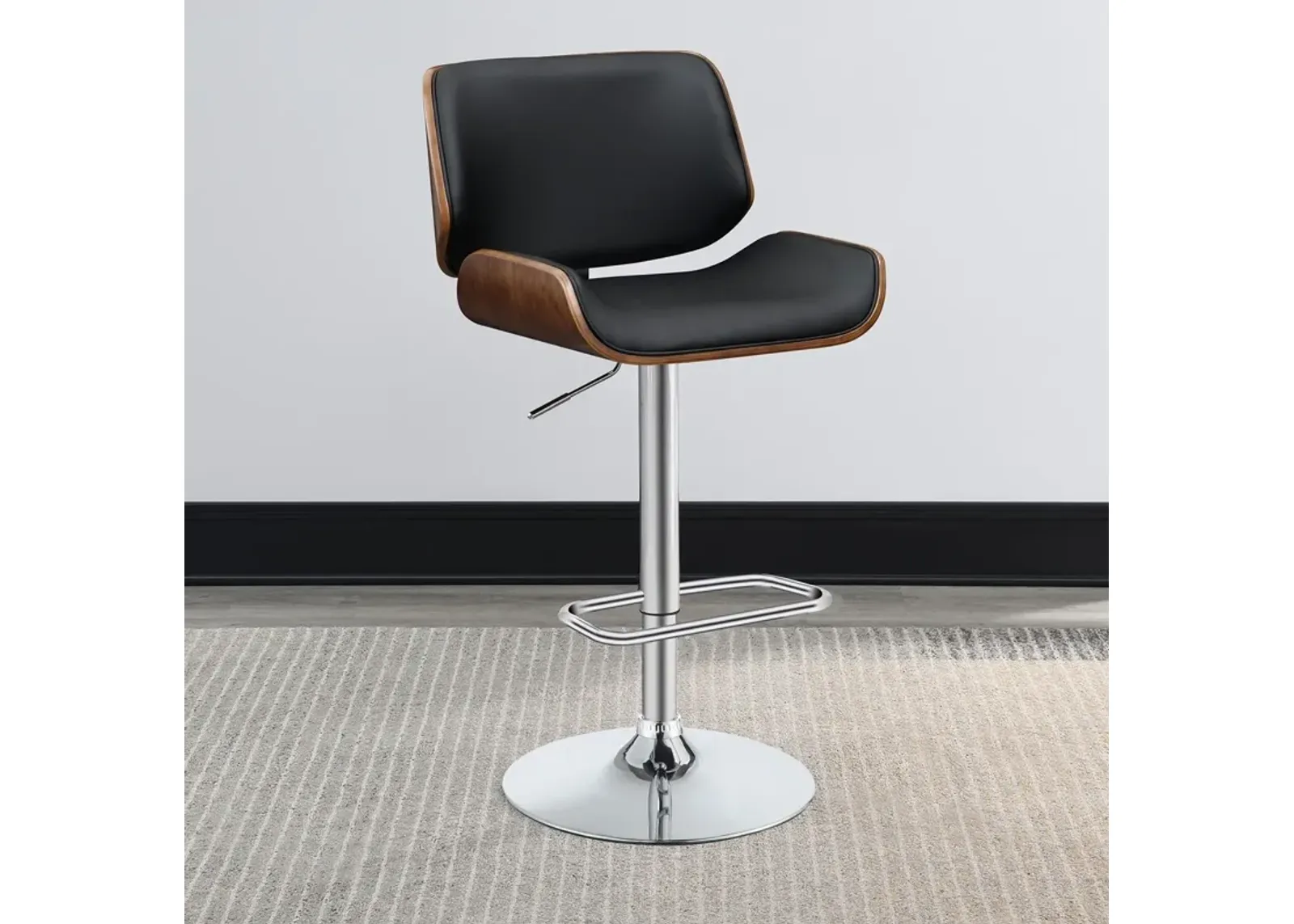 Coaster Folsom Upholstered Adjustable Bar Stool Black & Chrome