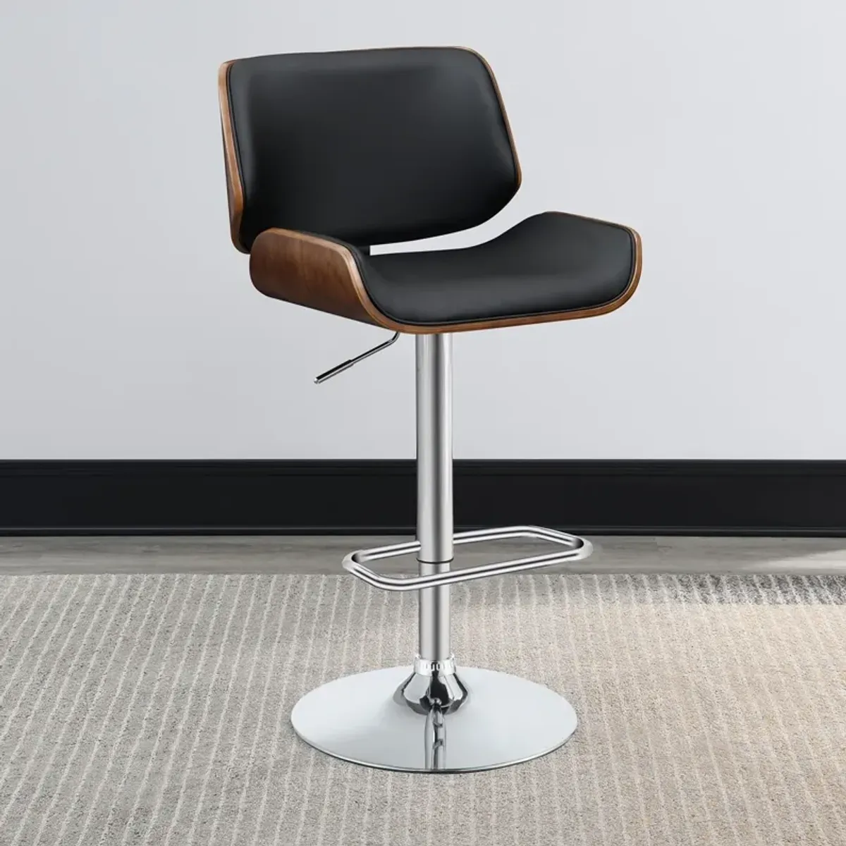 Coaster Folsom Upholstered Adjustable Bar Stool Black & Chrome