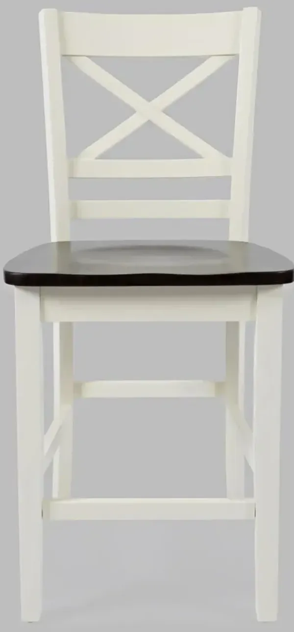 Jofran Asbury Park X-Back Stool White/Autumn Brown