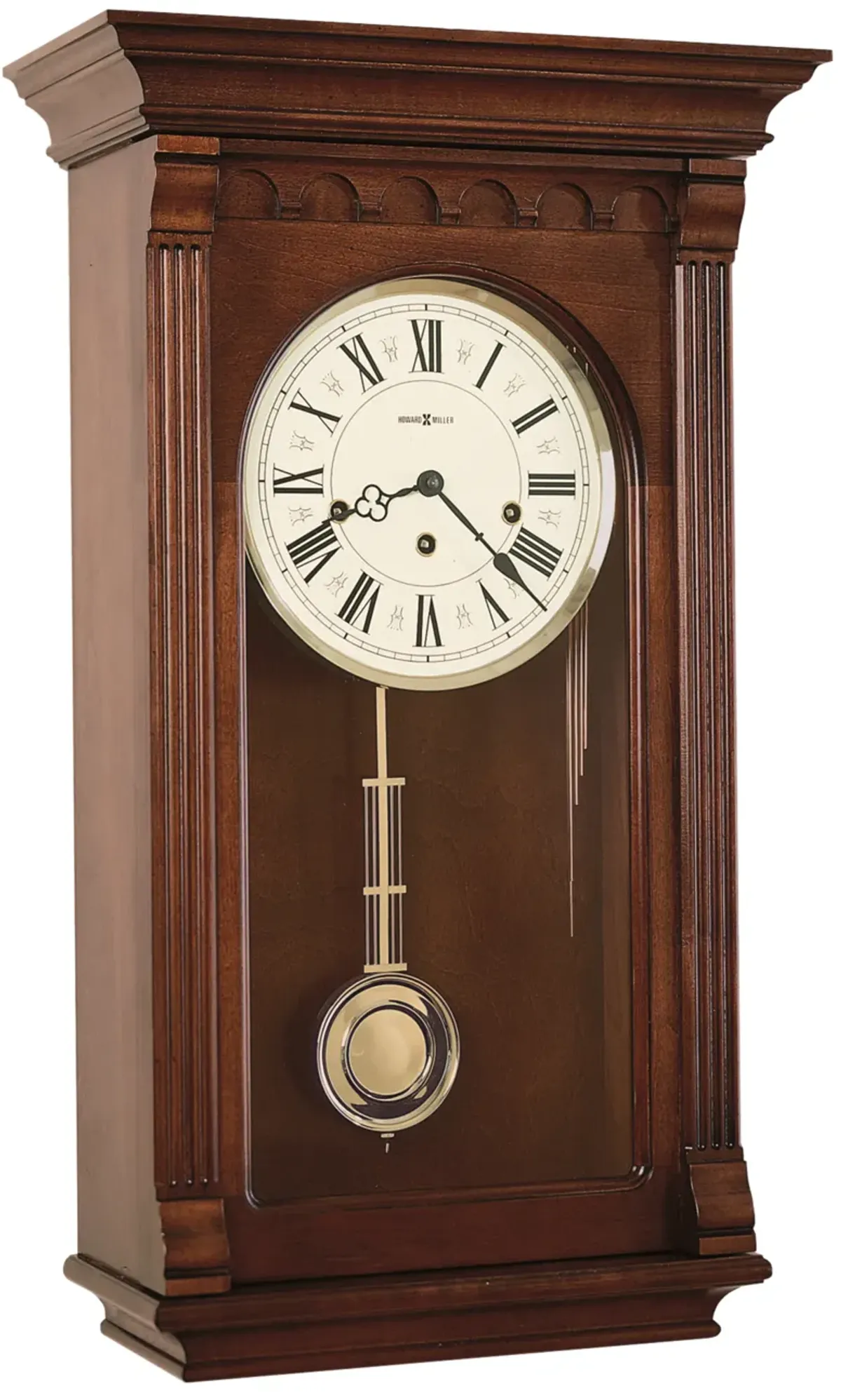 Howard Miller Alcott Windsor Cherry Wall Clock with Brass Finish