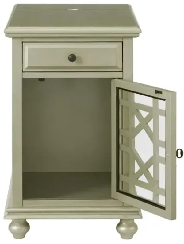 Martin Svensson Elegant Chairside Accent Table with Power in Antique Silver