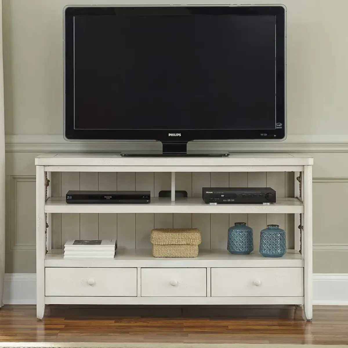 Liberty Furniture 55 Inch White Dockside Media Entertainment TV Stand