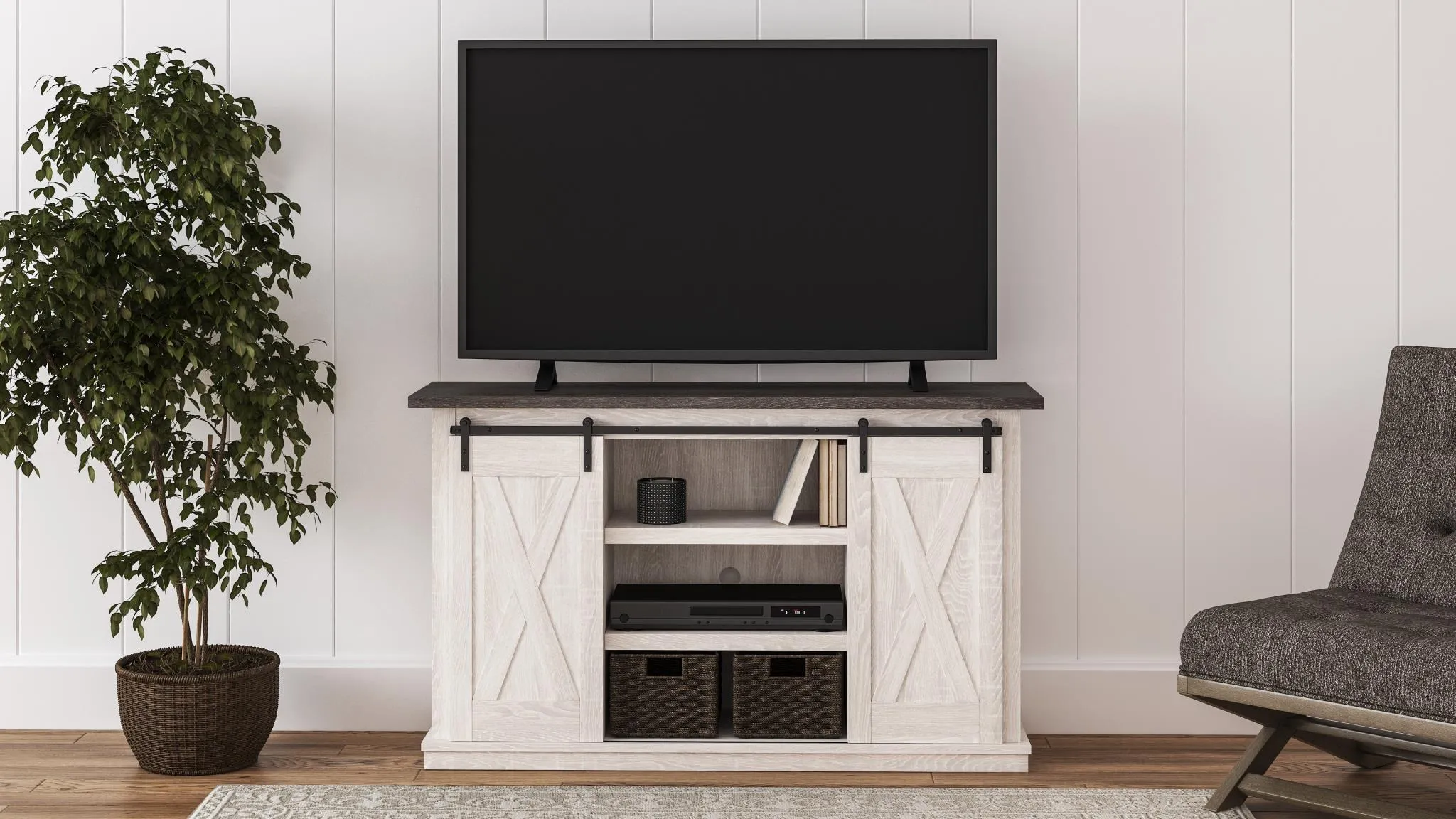 DORRINSON 54" TV STAND TWO-TONE SIGNATURE DESIGN