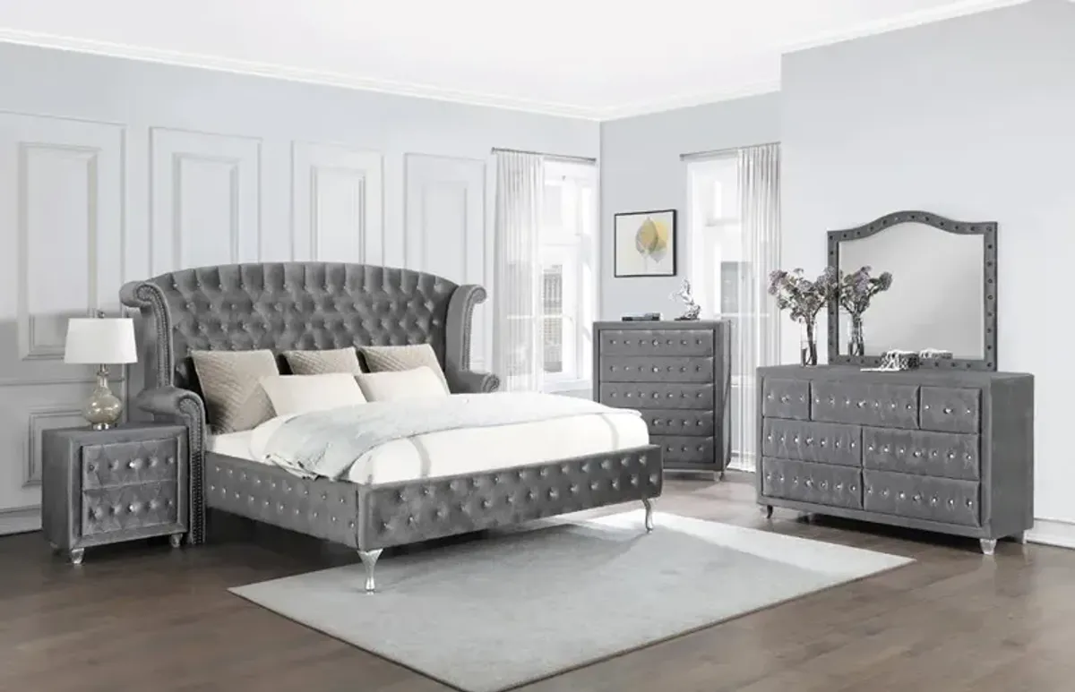 Coaster Deanna Upholstered King Wingback Bed Grey