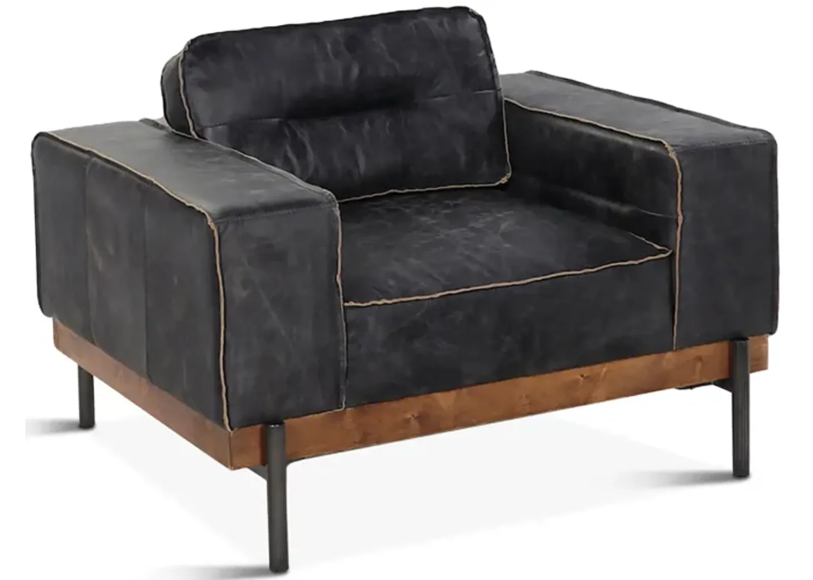 Home Trends Design Portofino Distressed Antique Ebony Leather Armchair