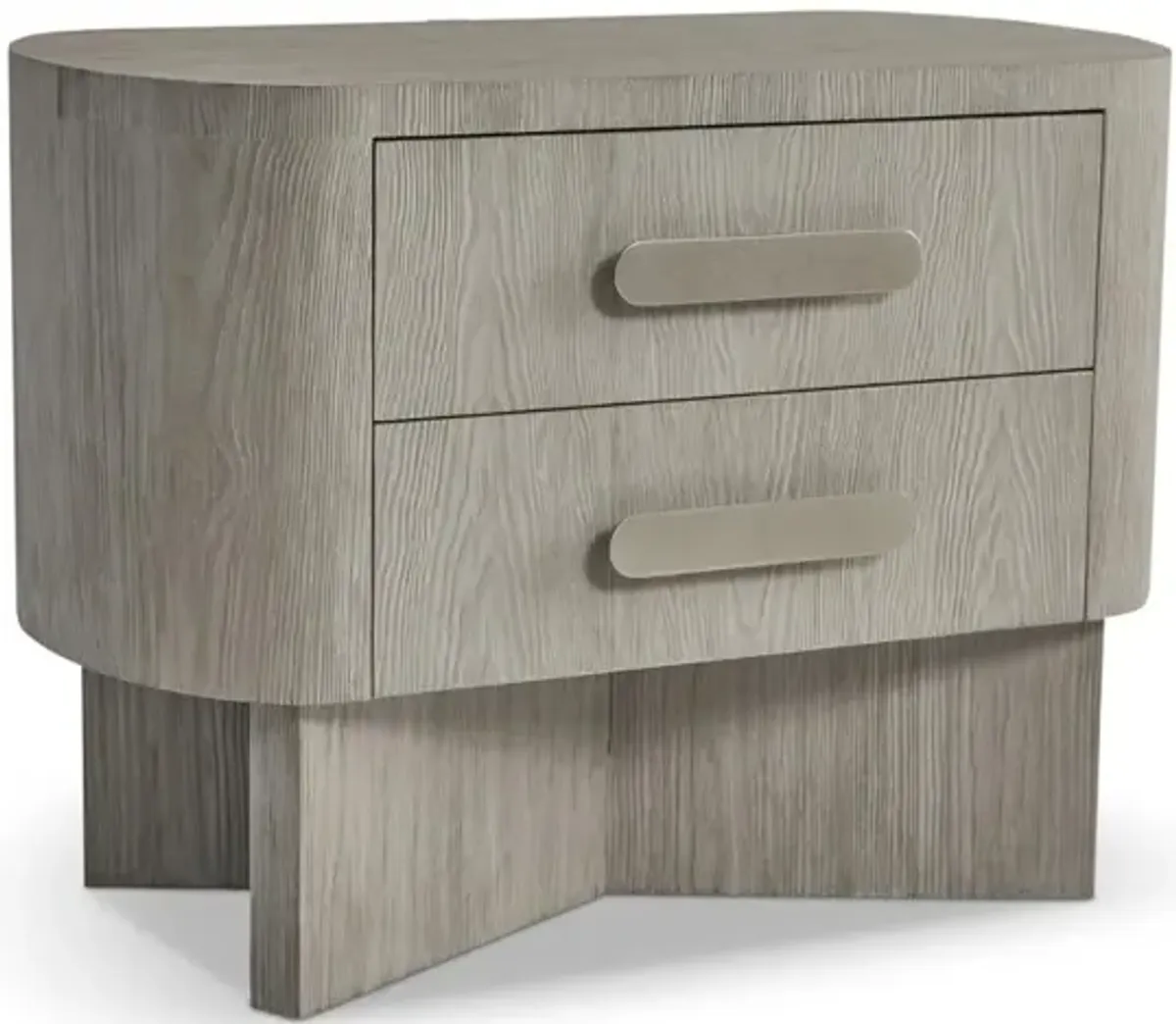 Bernhardt Modern Curved Nightstand with 2-Drawers in Light Wood Finish