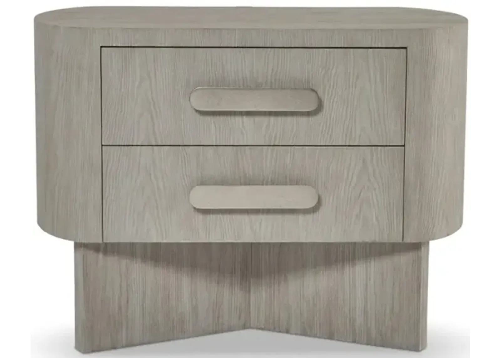 Bernhardt Modern Curved Nightstand with 2-Drawers in Light Wood Finish