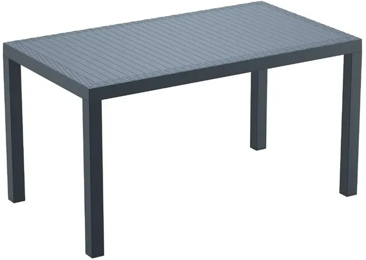 Compamia 55 Inch Orlando Wickerlook Rectangle Outdoor Dining Table Dark Gray