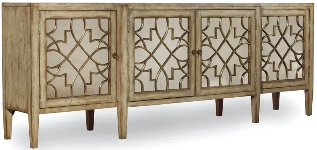 Hooker Furniture Sanctuary 4-Door Surf Visage Mirrored Sideboard