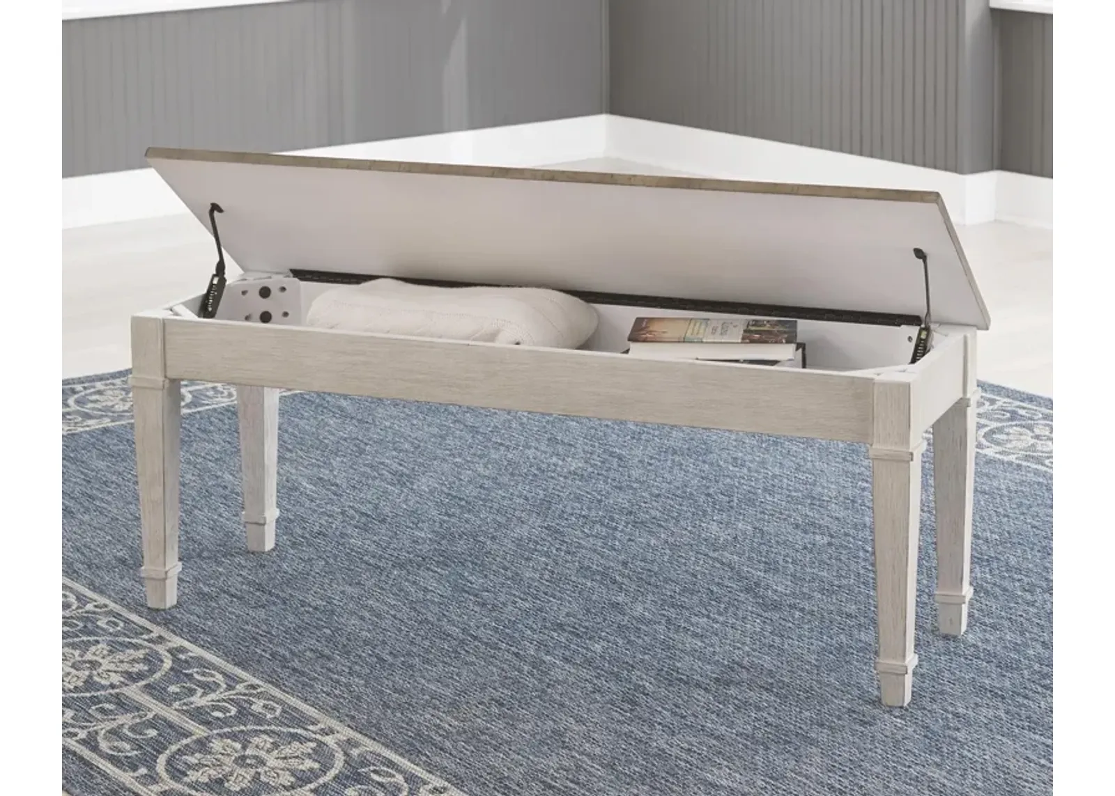 Ashley Skempton White/Light Brown Storage Bench